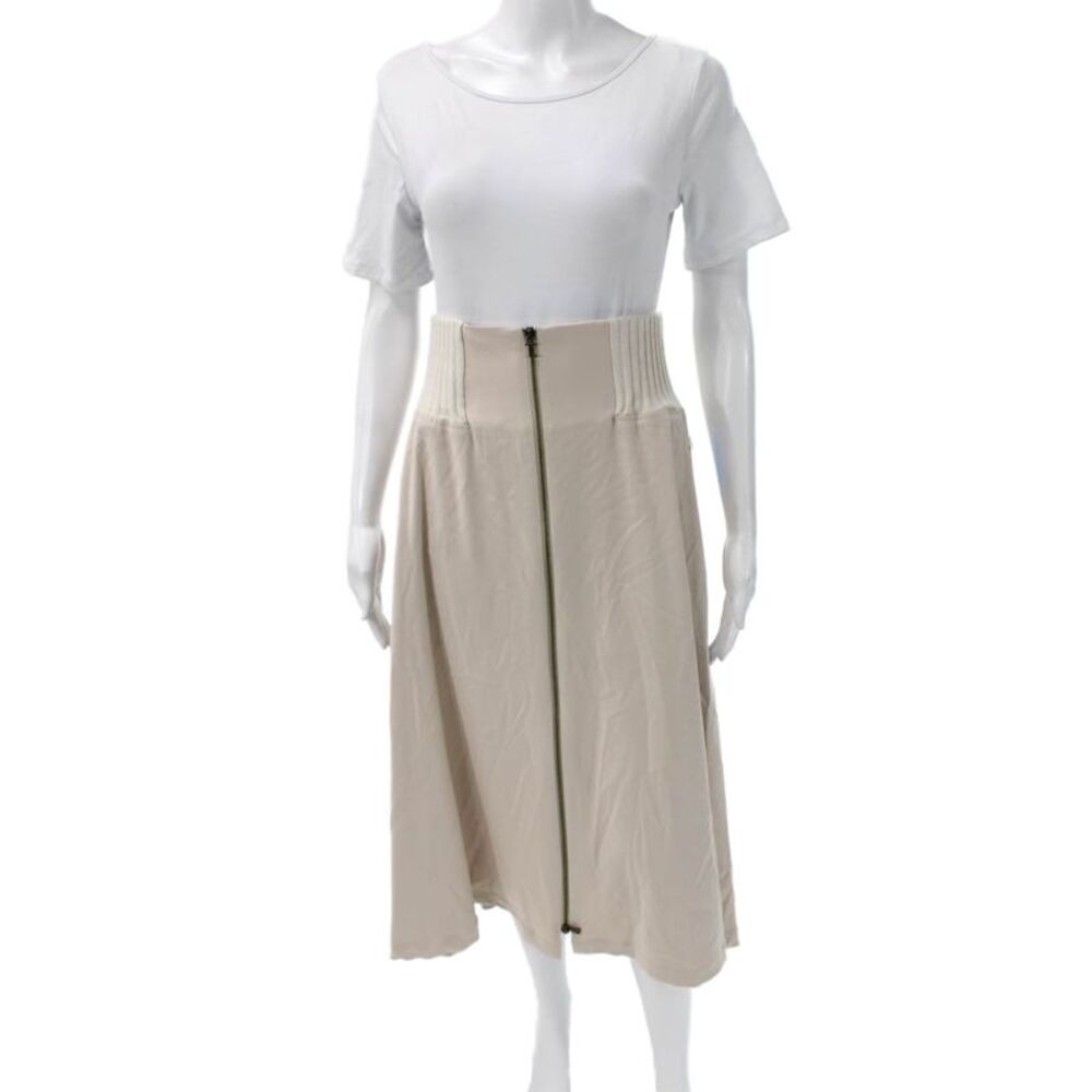 Tricot Chic Women A-Line Long Beige Polyester Skirt Zip Size 6